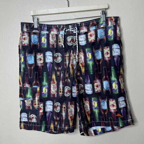 Tommy Bahama Relax Swim Shorts Men XL Swimtrunk Craft Beer Bottle All Over Print - Picture 1 of 9